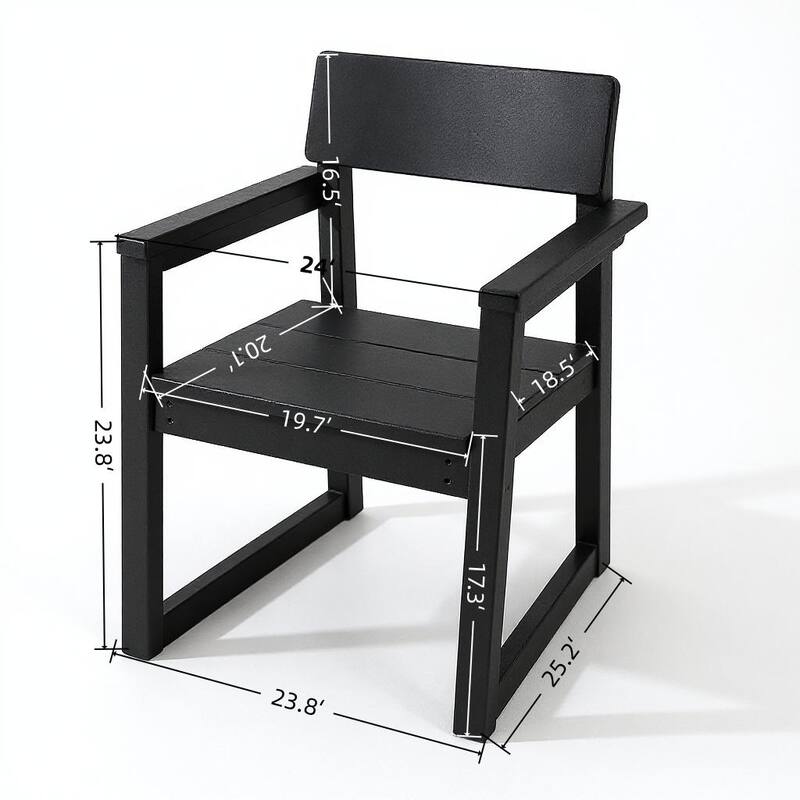 HDPE Outdoor Dining Armchairs, All-Weather Patio Chairs with Backrest & Armrests for Backyard, Deck, Porch, Garden