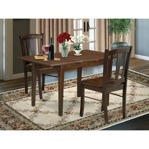 Dining Set- Butterfly Leaf Rectangular Table- Wooden Chairs with Wooden Seat and Slatted Chair Back (Color & Pieces Options)