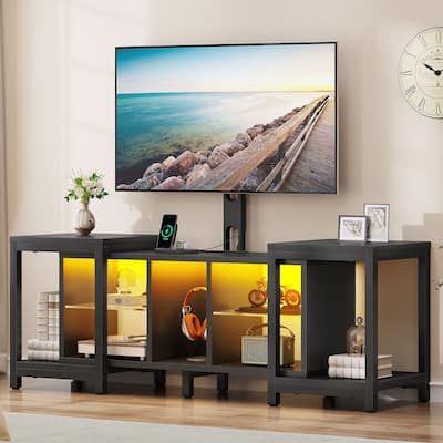 Moasis 67" LED TV Stand with Mount and Power Outlet Extendable Entertainment Center for Living Room
