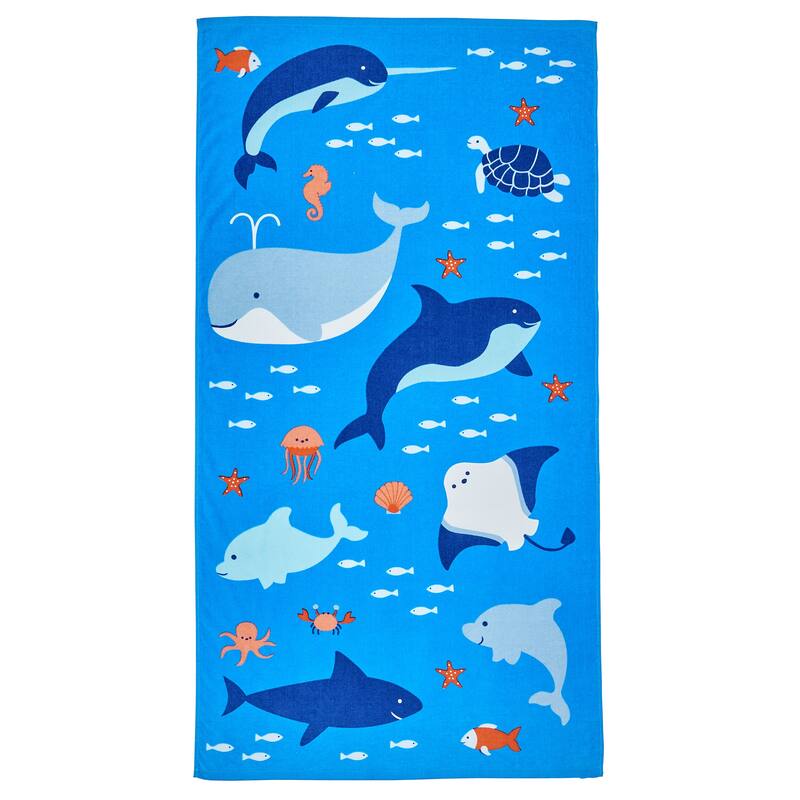 Linery & Co. 100% Cotton Printed Beach Towel for Kids, 30" x 60"
