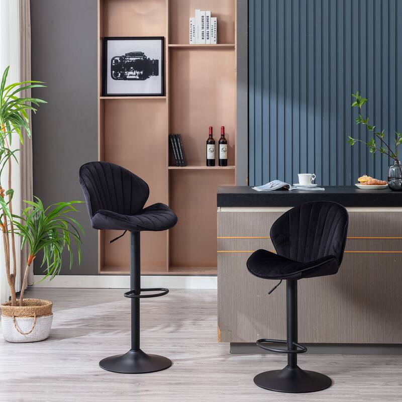 Bar Stools Set of 2 - Adjustable Barstools with Back and Footrest, Counter Height Bar Chairs for Kitchen