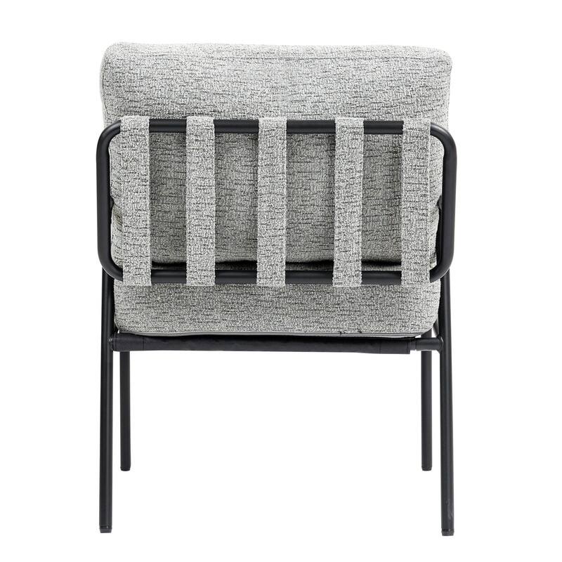 Modern Lounge Chair with Wood Armrests and Black Metal Frame