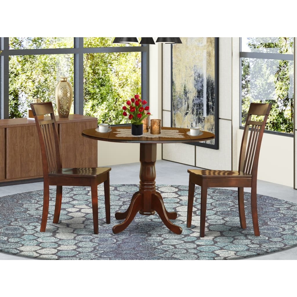 Round Drop Leaf Dining Table Set - Kitchen Nook Table & Chairs - Small Dining Set