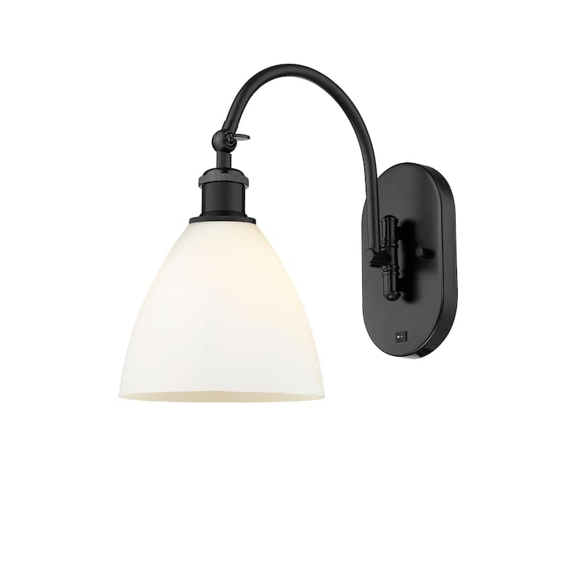 Innovations Lighting Ballston Bristol Glass - 1 Light 8" Sconce - Arm Swivels Side To Side - Matte White/Matte Black