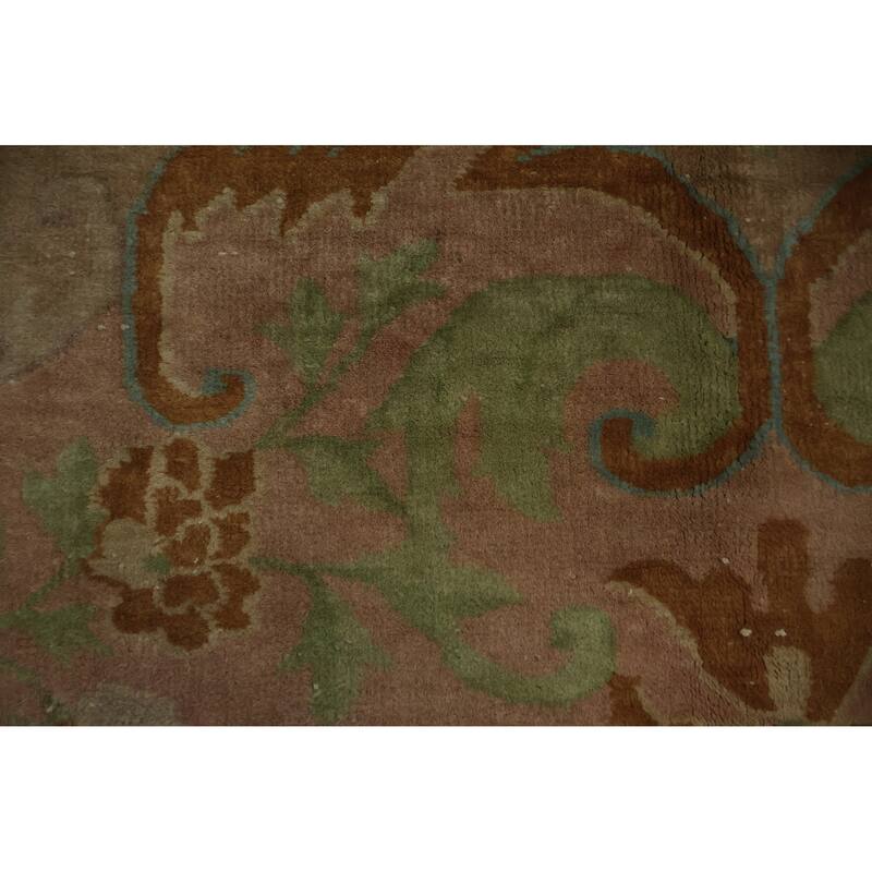 Hand Knotted Oriental 100% Wool Carpet Traditional Floral Oranges & Rust Art Deco Area Rug - 11' 9'' X 8' 11''