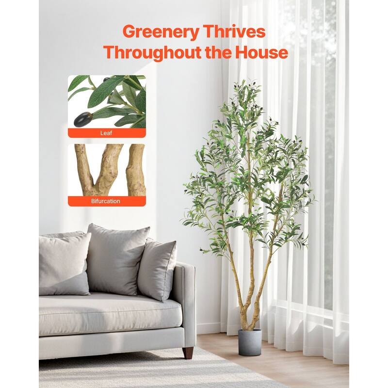 7 ft Artificial Olive Tree with Flexible Branches and Sturdy Base for Home or Office Decoration - 35.43 x 42.13 x 84.65 in