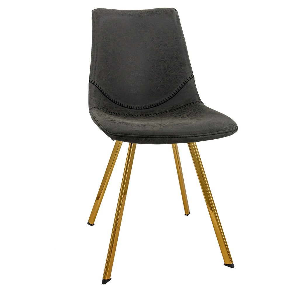 Markley Leather Dining Chair With Gold Metal Legs Modern Accent Side Chair