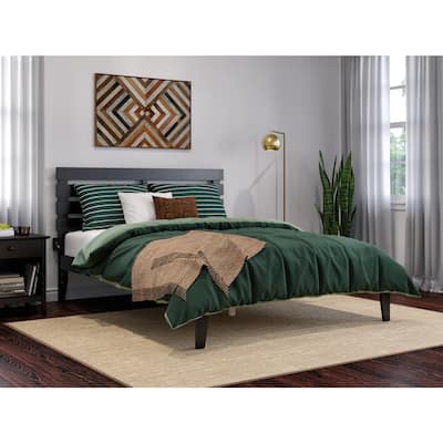 Modern Bed Frame Espresso Finish - Solid Wood Platform Bed - No Box Spring Needed