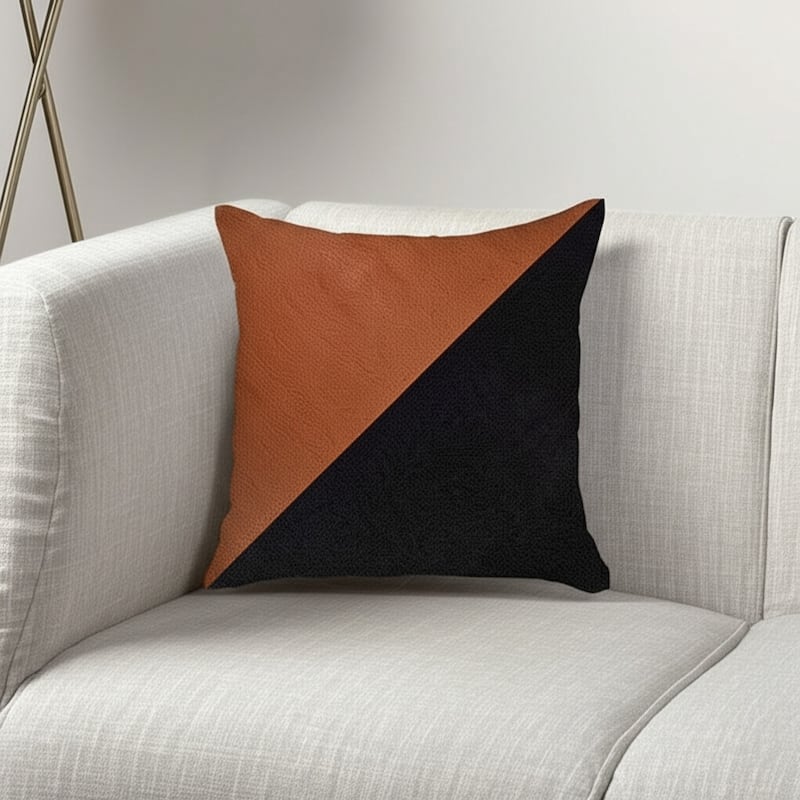 Set of Four Brown and Black Throw Pillow - Brown/Black