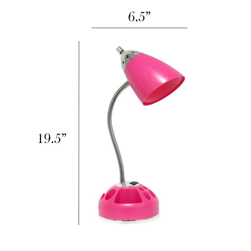 12.75 in. Pink Finish Table Lamp with Pink Shade, Desk Lamp for Writing and Computer Desks