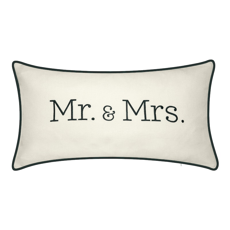 Edie At Home Celebrations "Mr. & Mrs." Embroidered Decorative Throw Pillow
