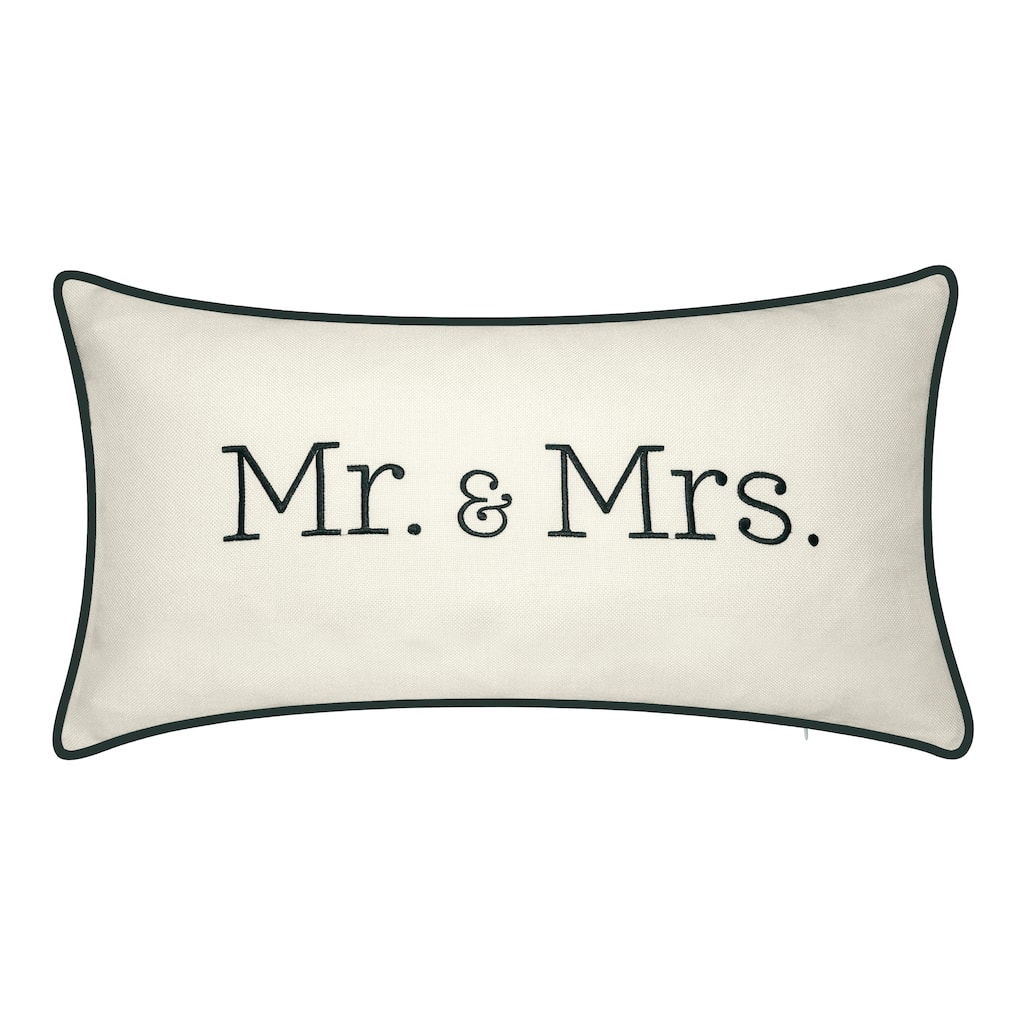 Edie At Home Celebrations "Mr. & Mrs." Embroidered Decorative Throw Pillow