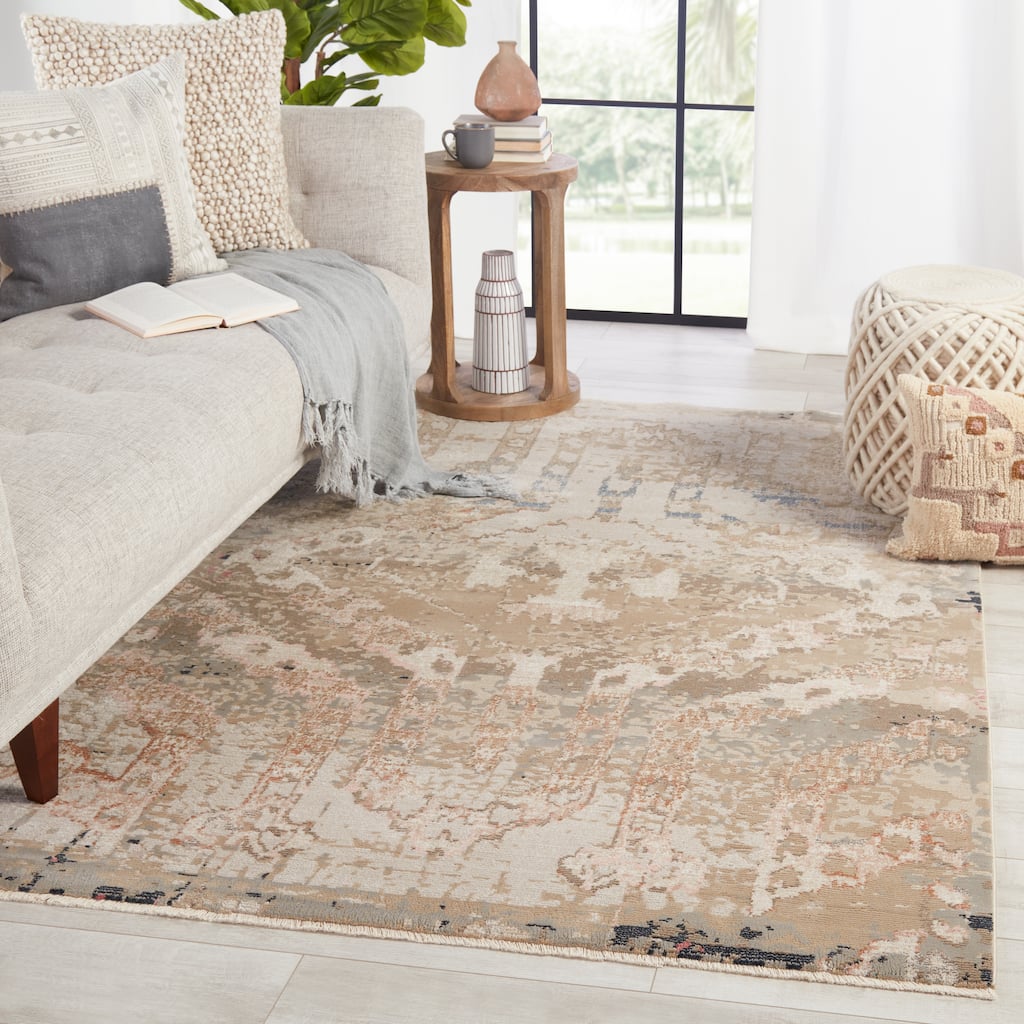 Nikki Chu Yarden Medallion Tan/ Grey Area Rug