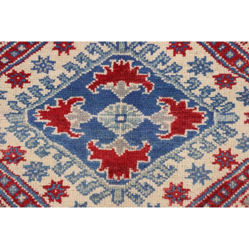 Traditional Grey Kazak Oriental Area Rug Hand-Knotted Wool Carpet - 5'1" x 6'9"
