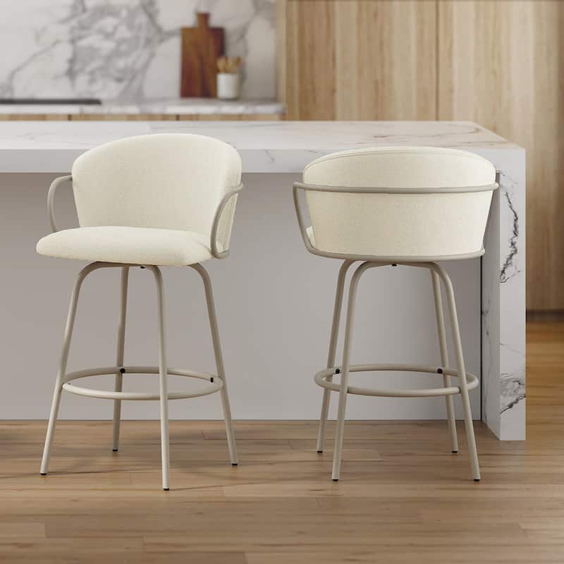 Modern Fabric & Metal 26" Counter Stool w/Swivel, Set of 2