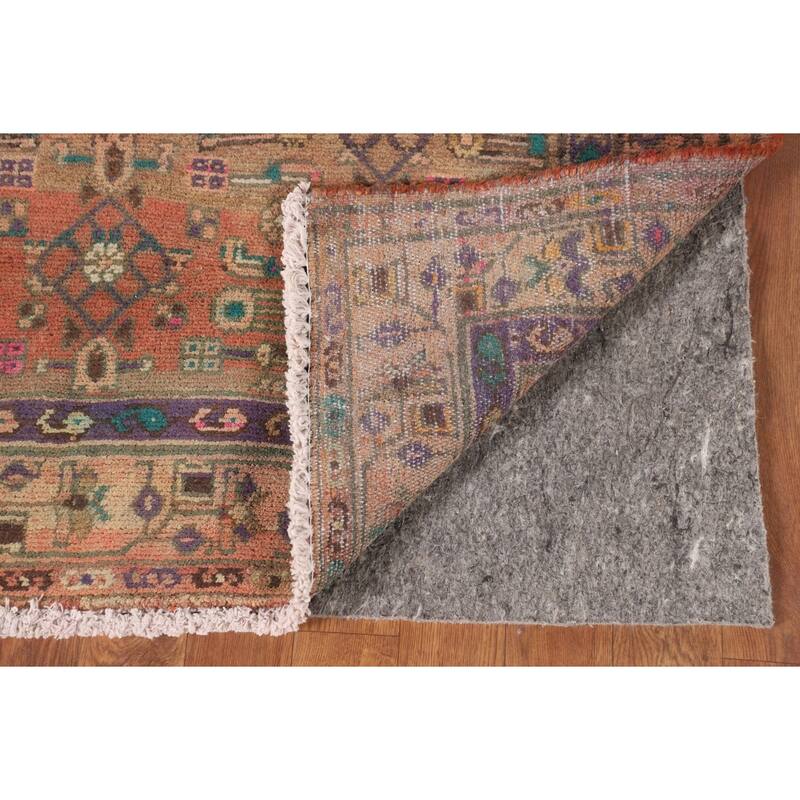 Geometric Zanjan Persian Vintage Runner Rug Handmade Wool Carpet - 3'7"x 9'10"