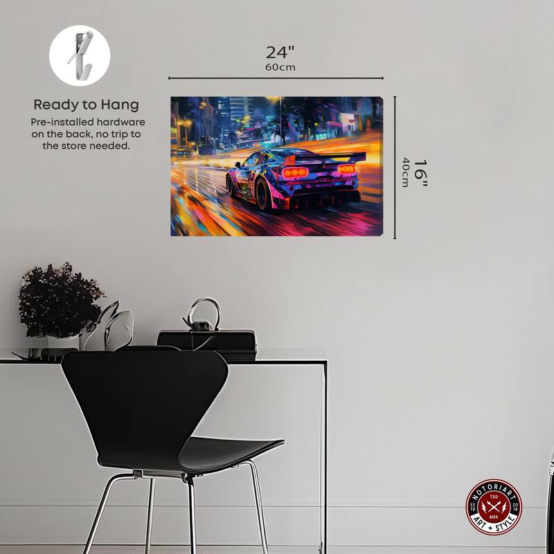 Notoriart Night Drive Vibes Gallery Wrapped Car 1 Piece Canvas Wall Art