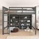 preview thumbnail 1 of 12, Full Size Loft Bed with 8-Open Storage Shelves and Built-in Ladder, Grey Grey