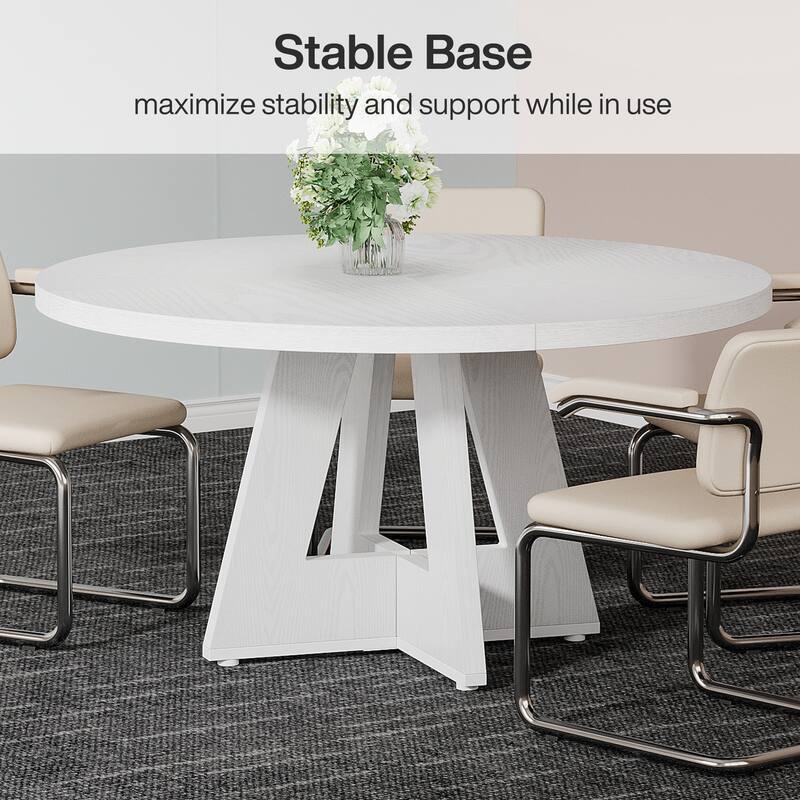 47-inch Round Conference Table for 4-6 People, Wooden Meeting Room Table