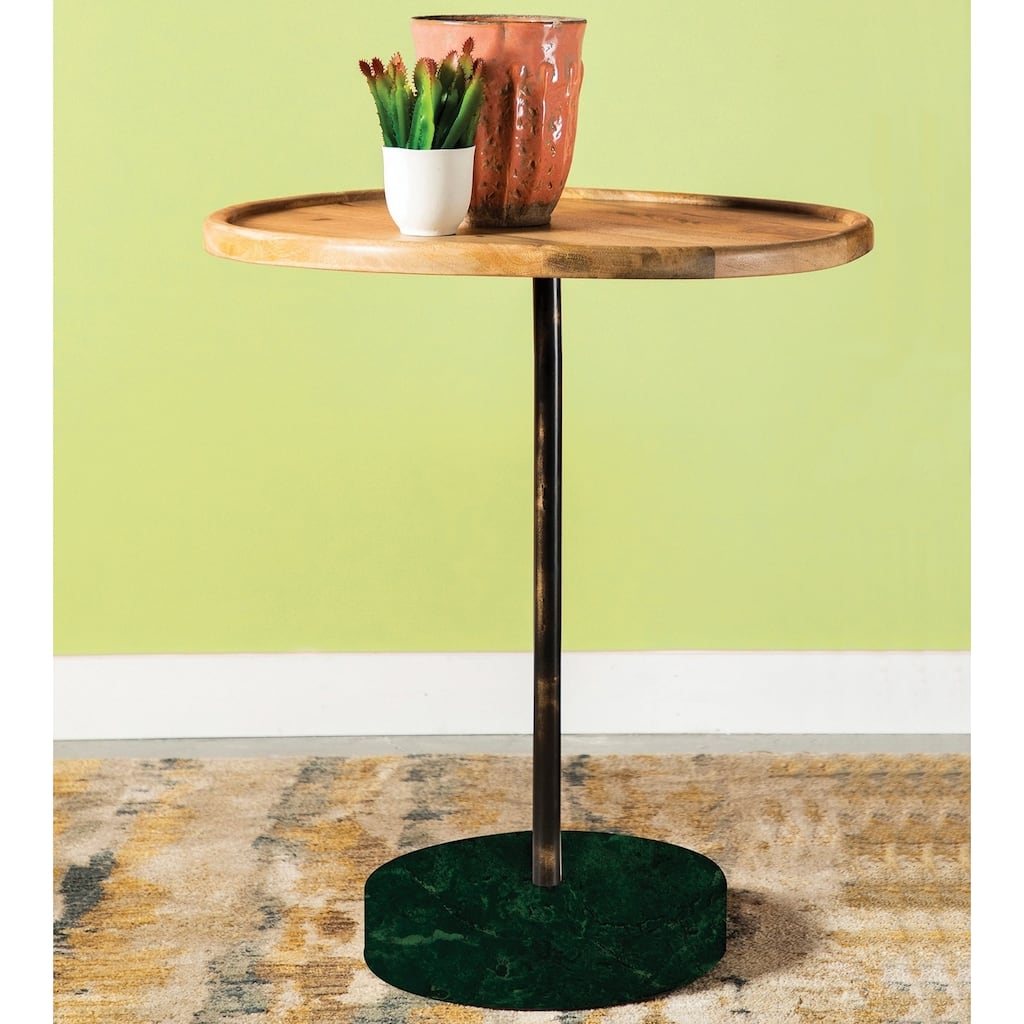 Modern Industrial Design Accent Table with Marble Base