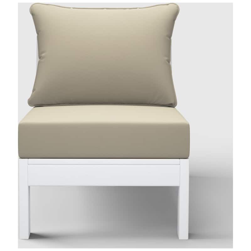 Birchwood All Weather HDPE Outdoor Patio Deep Seating White Armless Chair With Cushions (1-Piece)