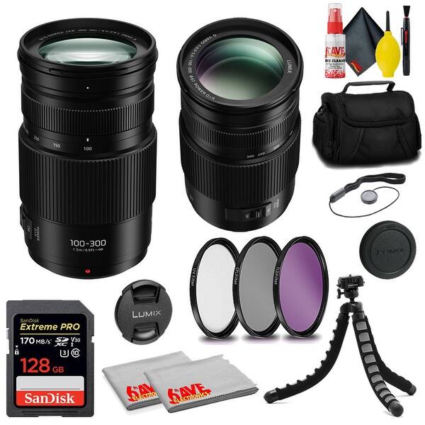 Shop Panasonic Lumix G Vario 100 300mm F 4 5 6 Ii Power O I S Lens 128gb Card More Black Overstock