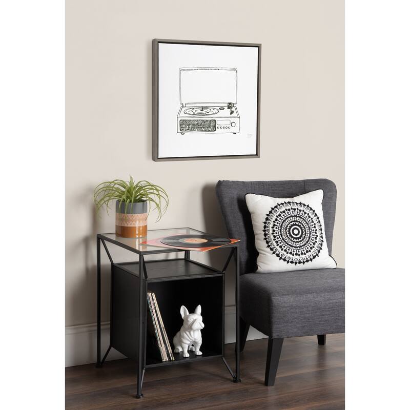 Kate and Laurel Sylvie Record Player Framed Canvas by Statement Goods
