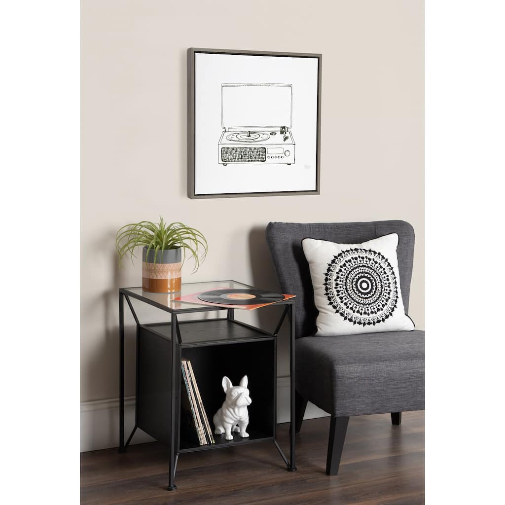 Kate and Laurel Sylvie Record Player Framed Canvas by Statement Goods