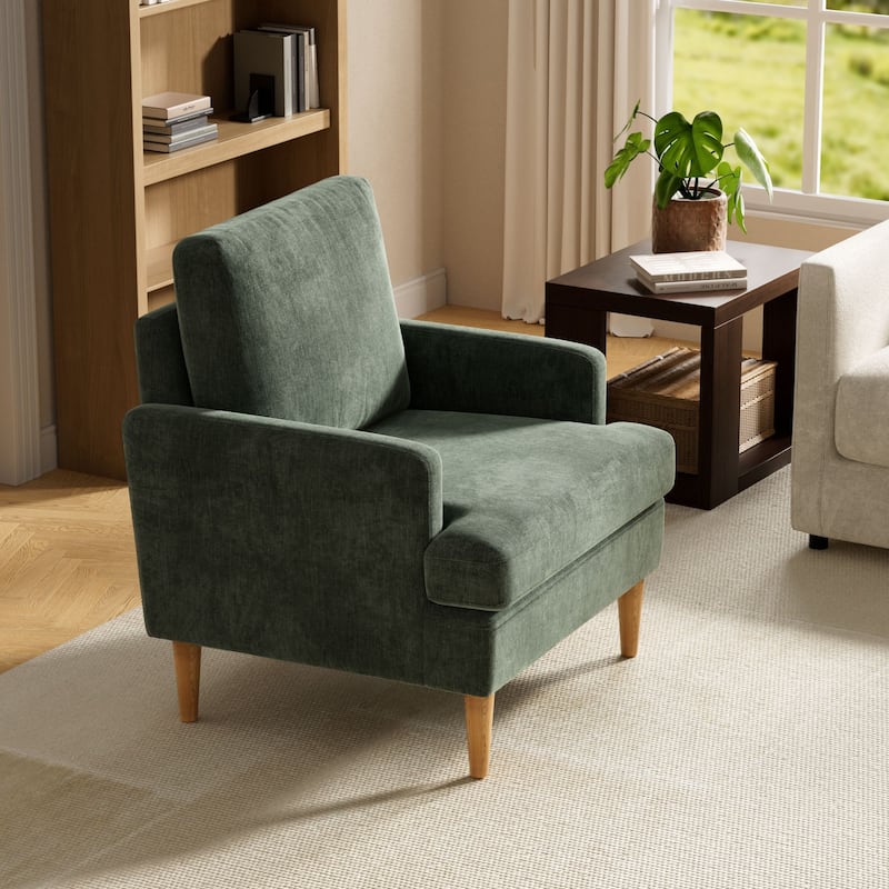 set of 1 Accent Chair for Bedroom Living Room with Wood Legs