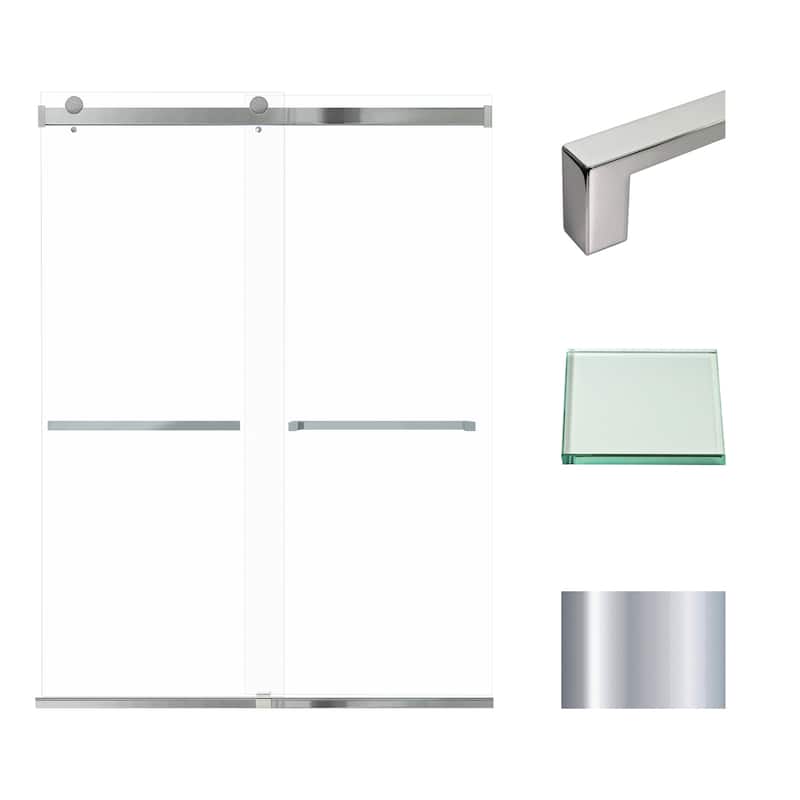 Brianna 60 in. W x 80 in. H By-Pass Frameless Shower Door with Clear Glass - 56-60-in W x 80-in H