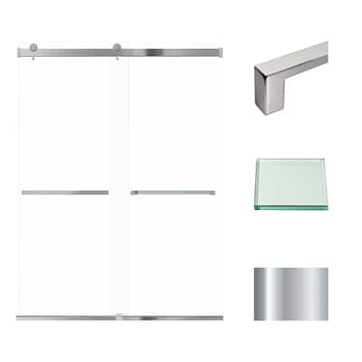 Brianna 60 in. W x 80 in. H By-Pass Frameless Shower Door with Clear Glass - 56-60-in W x 80-in H