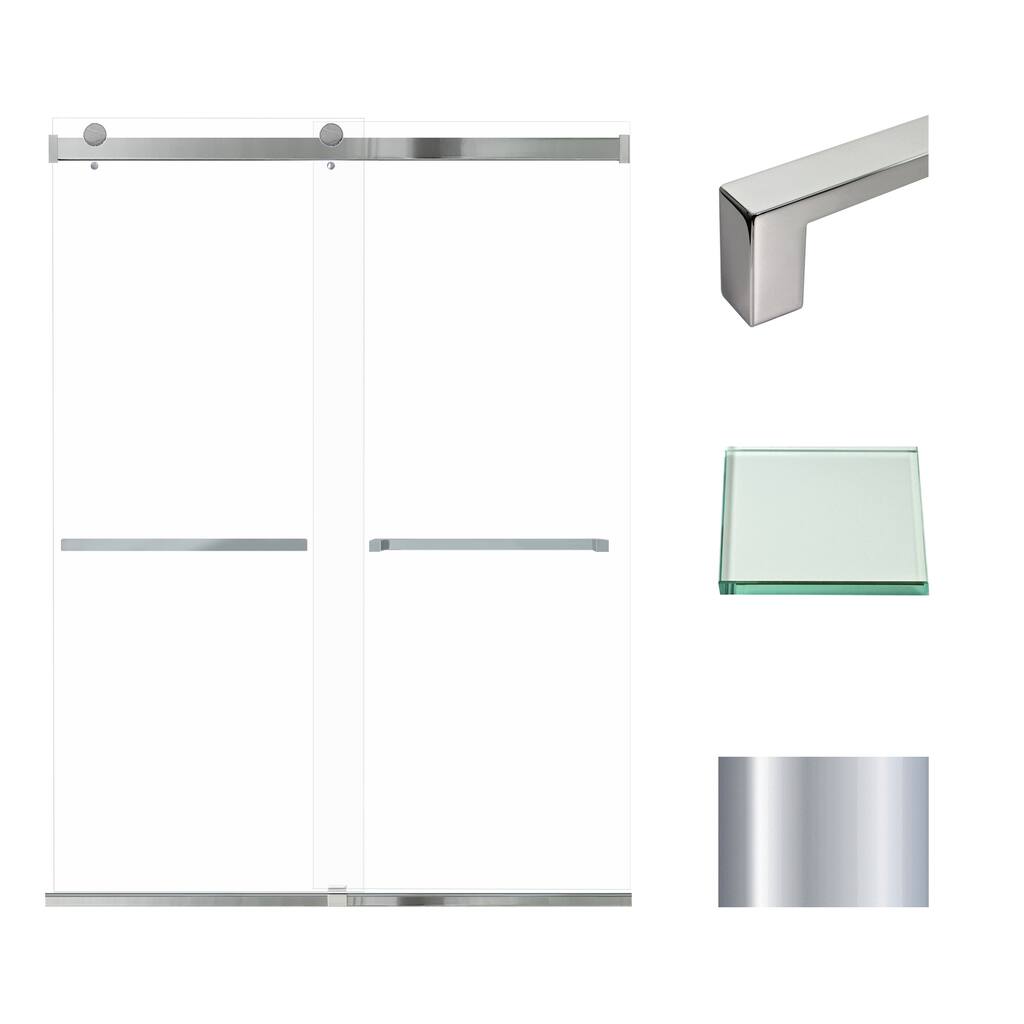 Brianna 60 in. W x 80 in. H By-Pass Frameless Shower Door with Clear Glass - 56-60-in W x 80-in H
