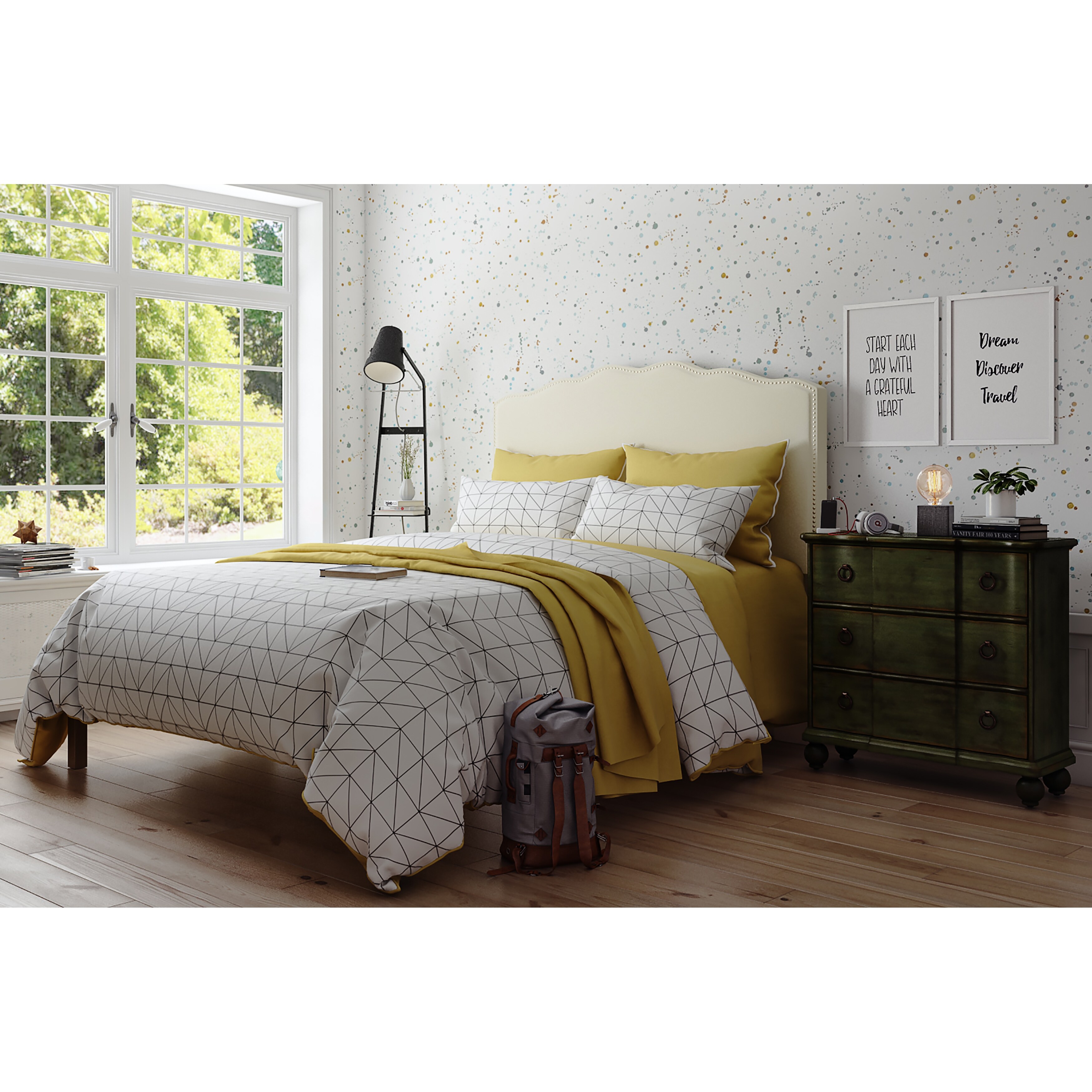 White top scalloped headboard