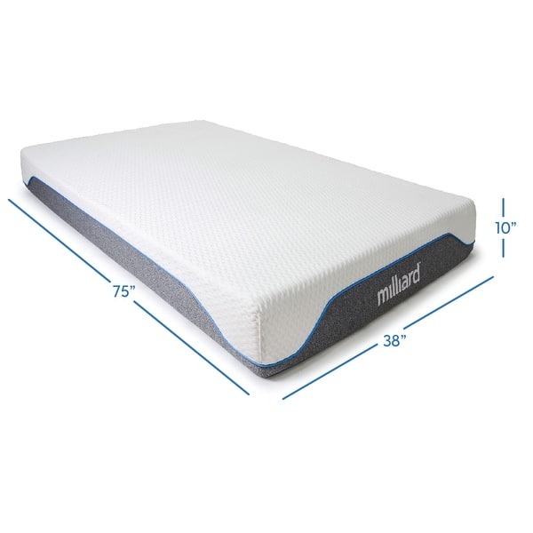dimension image slide 2 of 5, Milliard Medium-firm 10-inch Memory Foam Mattress