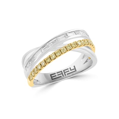 Effy Women's 14K White & Yellow Gold Diamond,Natural Yellow Diamond Ring