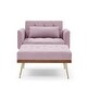 preview thumbnail 15 of 34, Recline Velvet Upholstered Sofa Chair with Ottoman Two Arm Pocket and Wood Frame, Include 1 Pillow and Adjustable Backrest