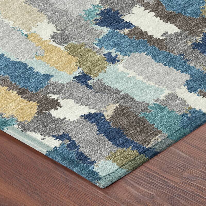 Machine Washable Indoor/ Outdoor Contemporary Stacks Chantille Rug