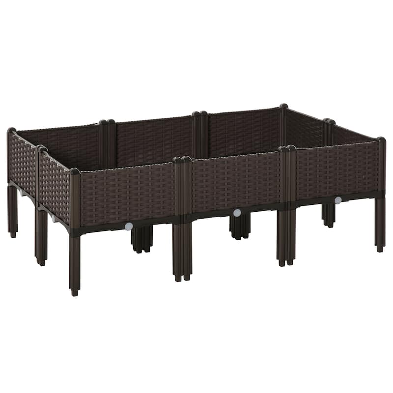Outsunny 6-piece Raised Garden Bed PP Raised Flower Bed Plant Stand Stackable Vegetable Herb Grow Box - 15.75" x 15.75" x 17.25"