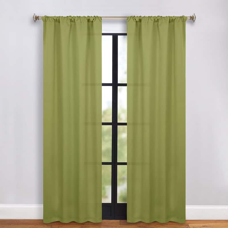 Superior Solid Machine Washable Room Darkening Semi-Blackout Curtains, Set of 2