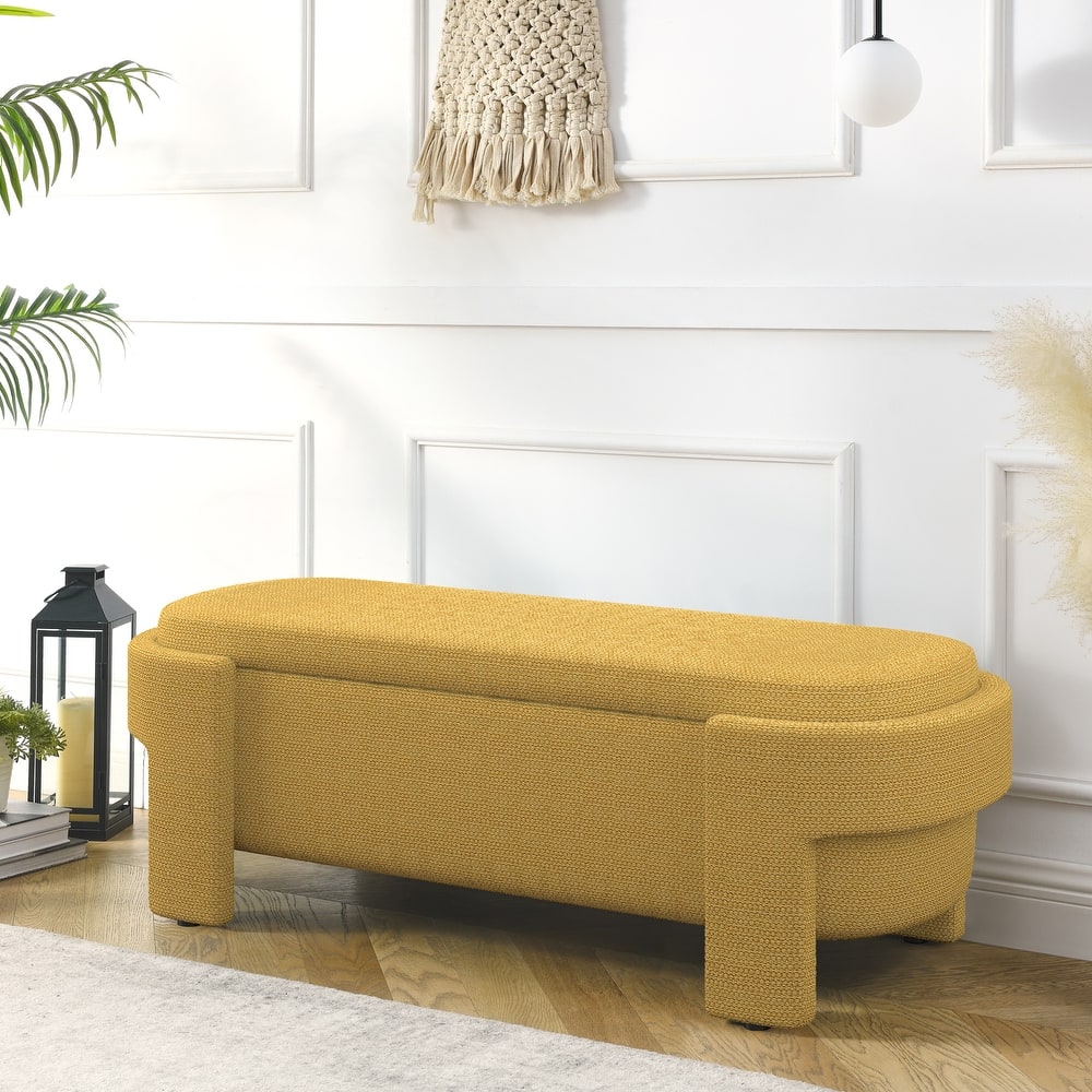 Roomfitters Linen Upholstered Storage Bench with Large Hidden Compartment for Bedroom, Entryway or Living Room