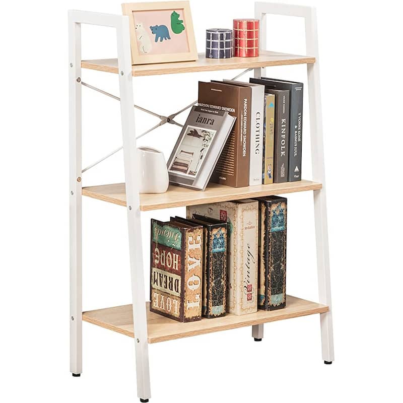 JJS Industrial 4 Tier Bookshelf Freestanding Rustic Bookcase with Open Shelves for Display & Storage, Multi Purpose Plant Stand