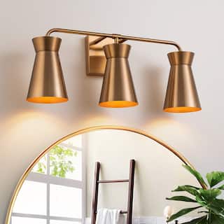 Modern 3-Light Wall Sconce - Brushed Brass Vanity Light for Bathroom, Bedroom, Hallway - 21.65"