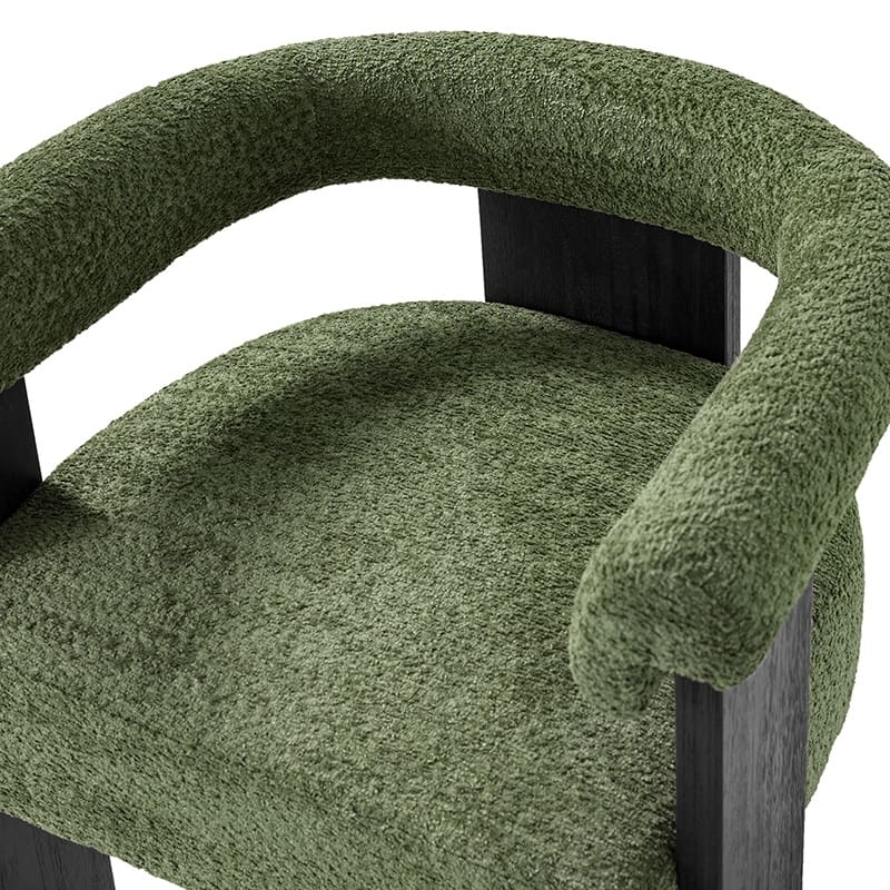 Georg Modern Boucle Dining Chair with Solid Wood Legs by HULALA HOME