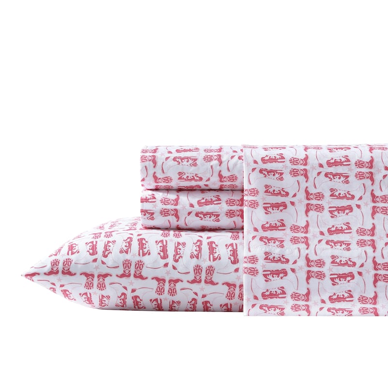 Wrangler Printed Novelty Sheet Sets - Knockin Boots Pink - King