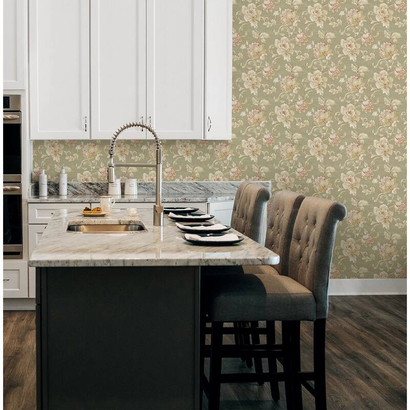 Seabrook Design Rhea Floral Scroll Unpasted Wallpaper