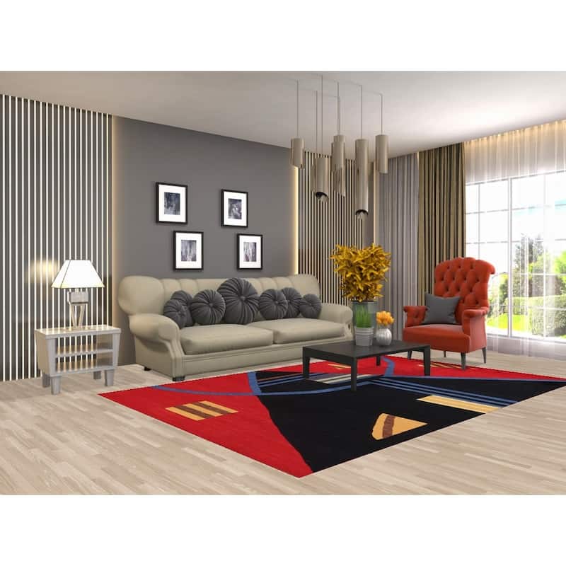 Abstract Nepalese Vegetable Dye Oriental Area Rug Handmade Wool Carpet - 6'0" x 9'0"