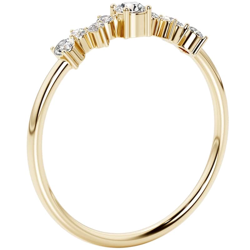 14k Gold Plated Sterling Silver Lab Diamond 1/6 ct Stacking Ring Band