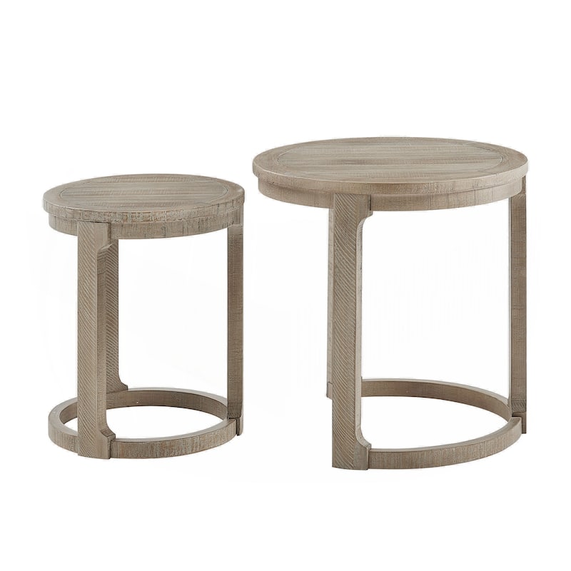 24 inch 2PCS Curved Traditional Round Circle Wooden Coffee Table Set