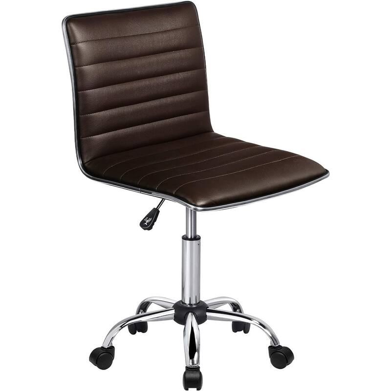 BOSSIN Adjustable Home Office Chair, Mid-Back Armless Ribbed Swivel Task Chair,Vanity Chair for Small Space, Livingroom Make-up