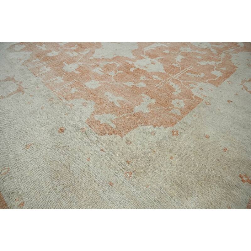 LoomBloom Peach Traditional Turkish Oushak Wool Oriental Area Rug - 9' 1'' x 12' 10''